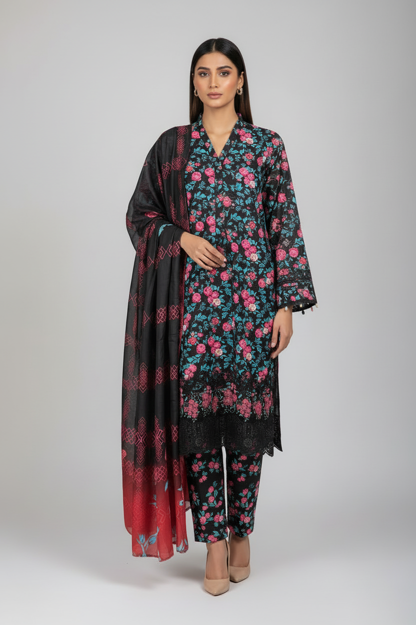 Twilight Garden Lawn 3PC Unstitched Suit – Summer Festive Collection