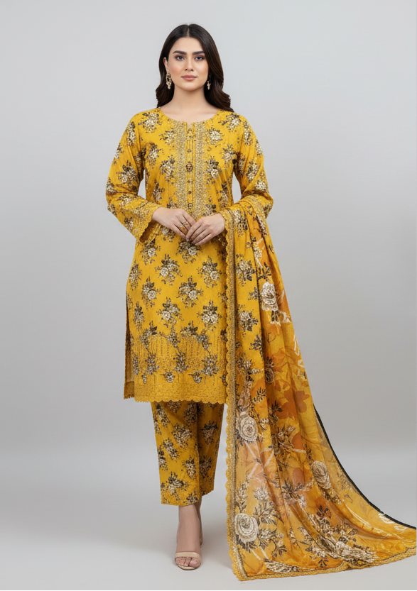 Sunshine Roses Lawn 3PC Unstitched Suit – Summer Festive Collection