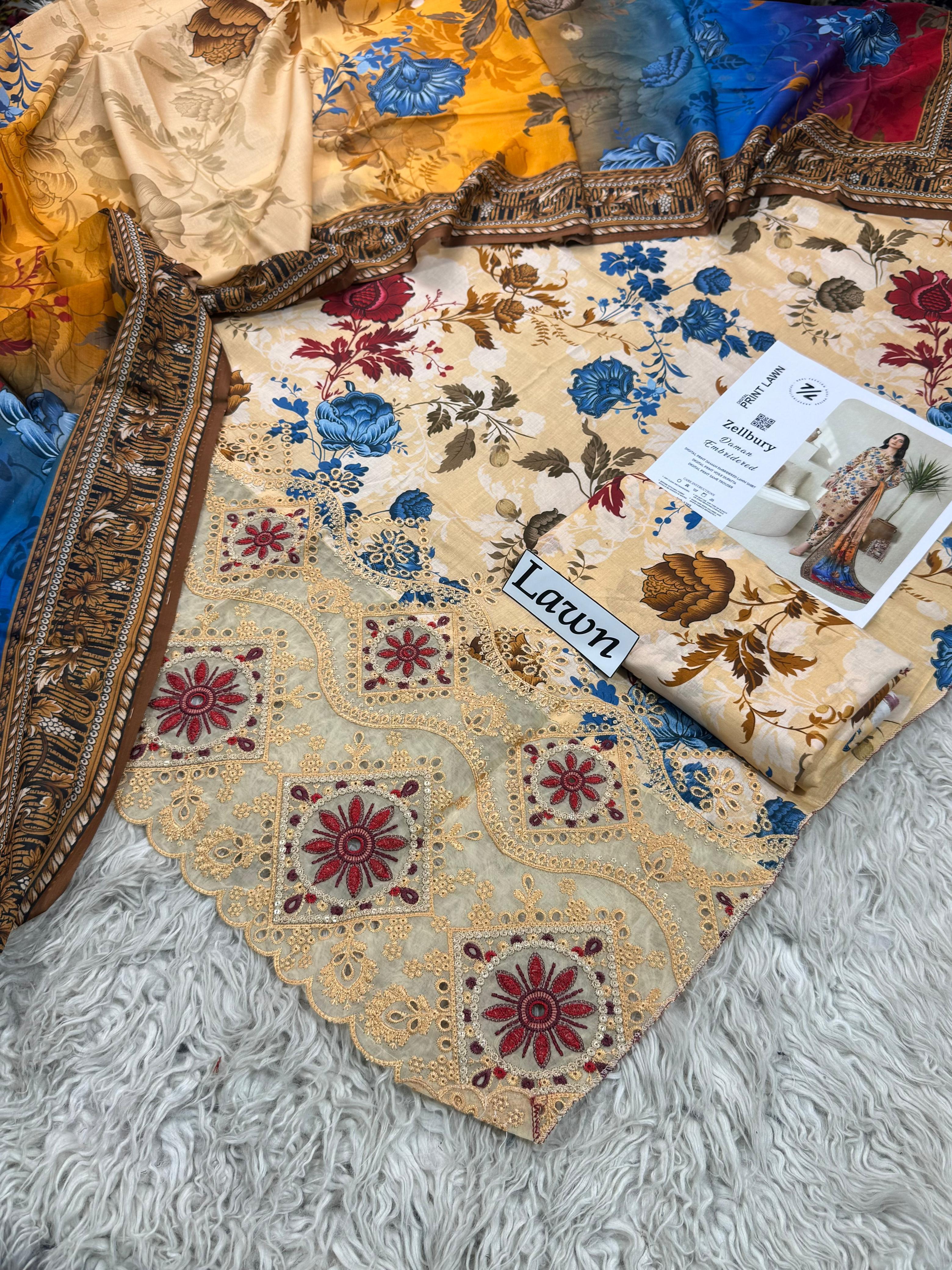 Dusky Roses Lawn 3PC Unstitched Suit – Summer Festive Collection