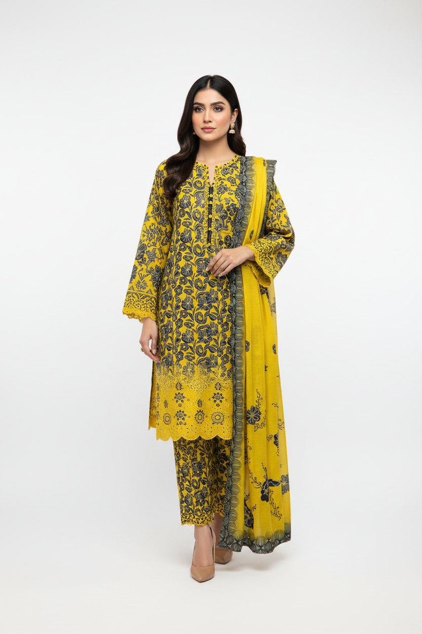 Mustard Dreams Lawn 3PC Unstitched Suit – Summer Festive Collection