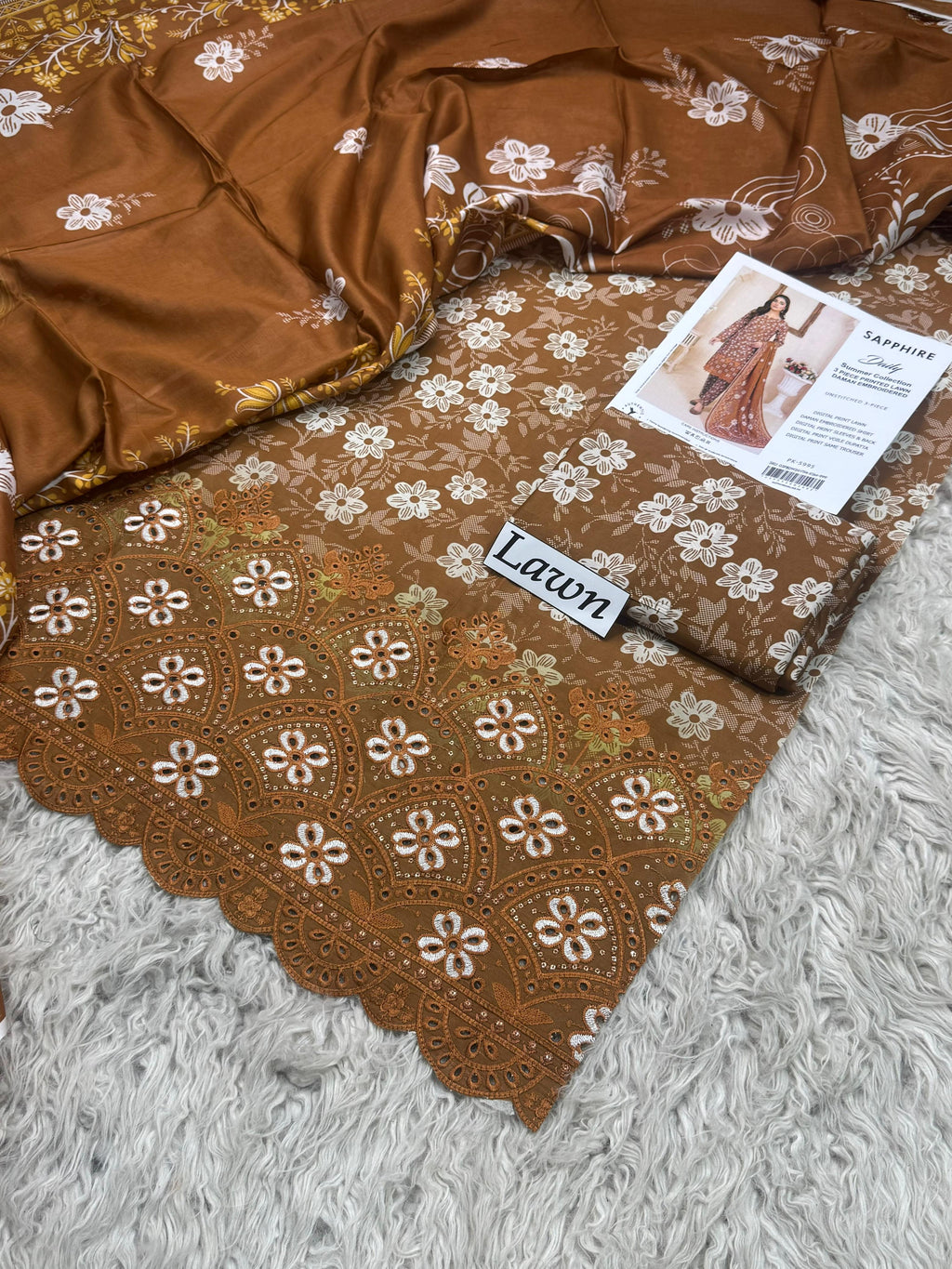 Bronze Aura Lawn 3PC Unstitched Suit – Summer Festive Collection