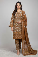 Bronze Aura Lawn 3PC Unstitched Suit – Summer Festive Collection
