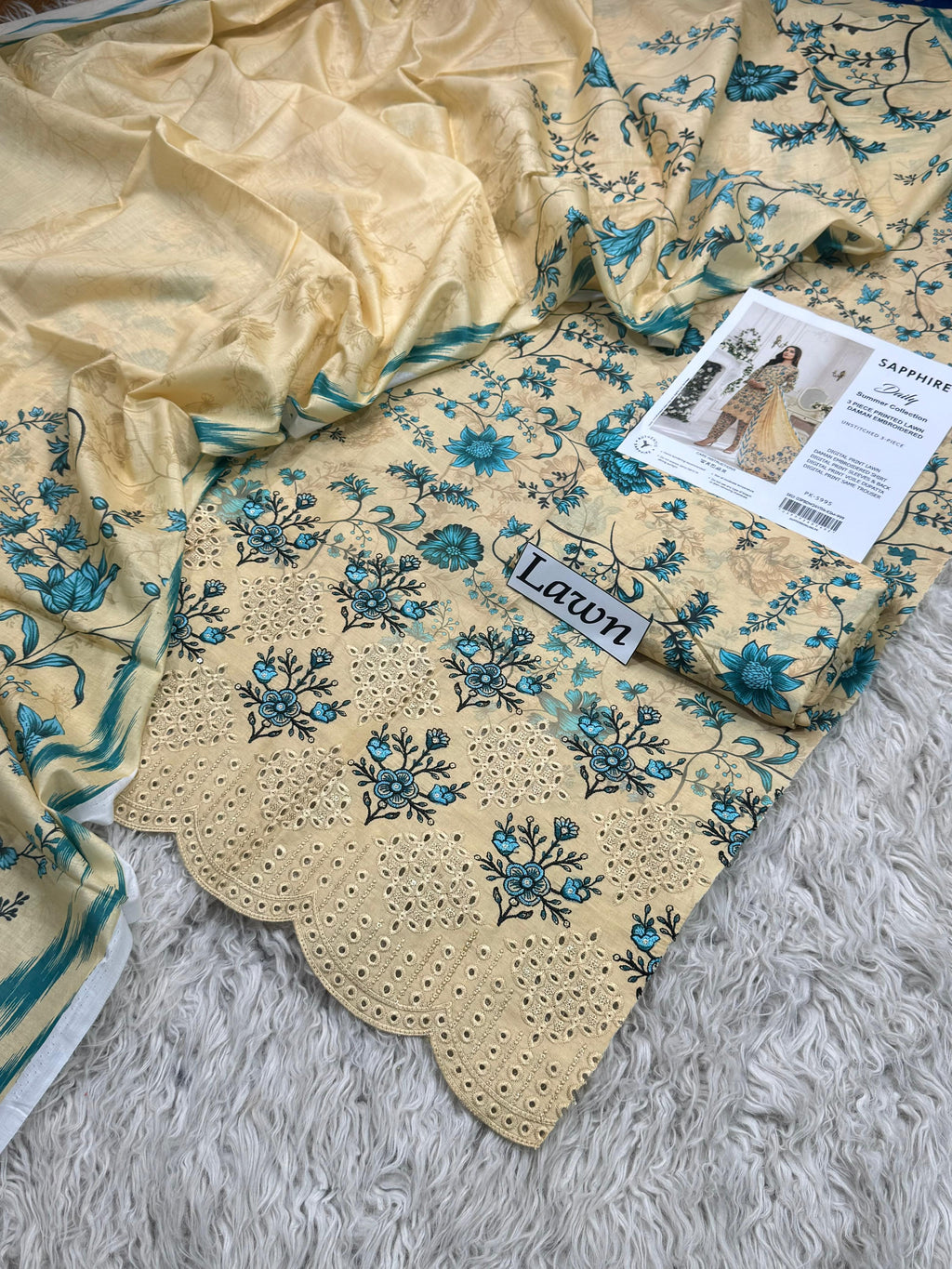 Ivory Bliss Lawn 3PC Unstitched Suit – Summer Festive Collection