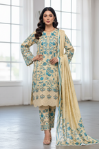Ivory Bliss Lawn 3PC Unstitched Suit – Summer Festive Collection