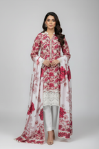 Crimson Roses Lawn 3PC Unstitched Suit – Summer Festive Collection