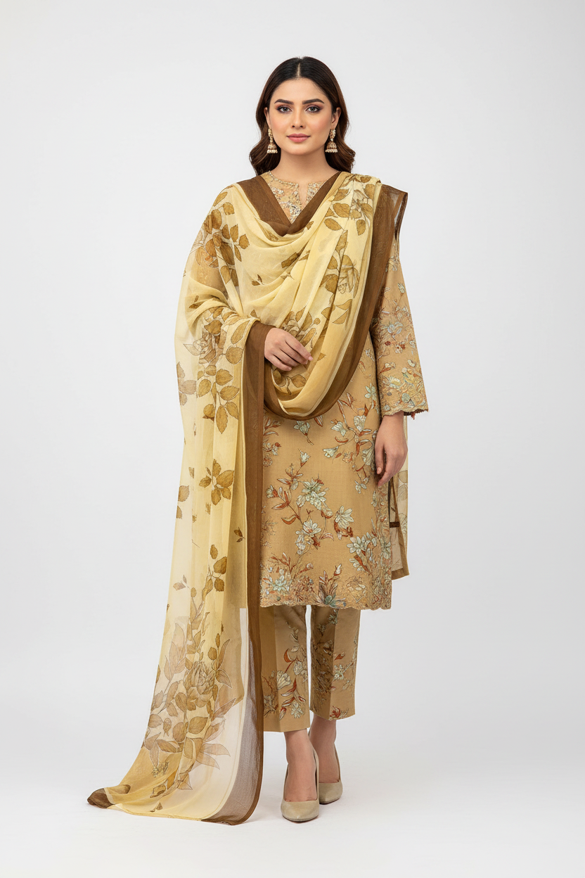 Summer Bloom Premium Lawn 3PC Unstitched Suit – Summer Collection
