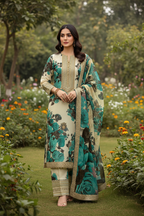 Teal Rose Premium Lawn 3PC Unstitched Suit – Summer Collection