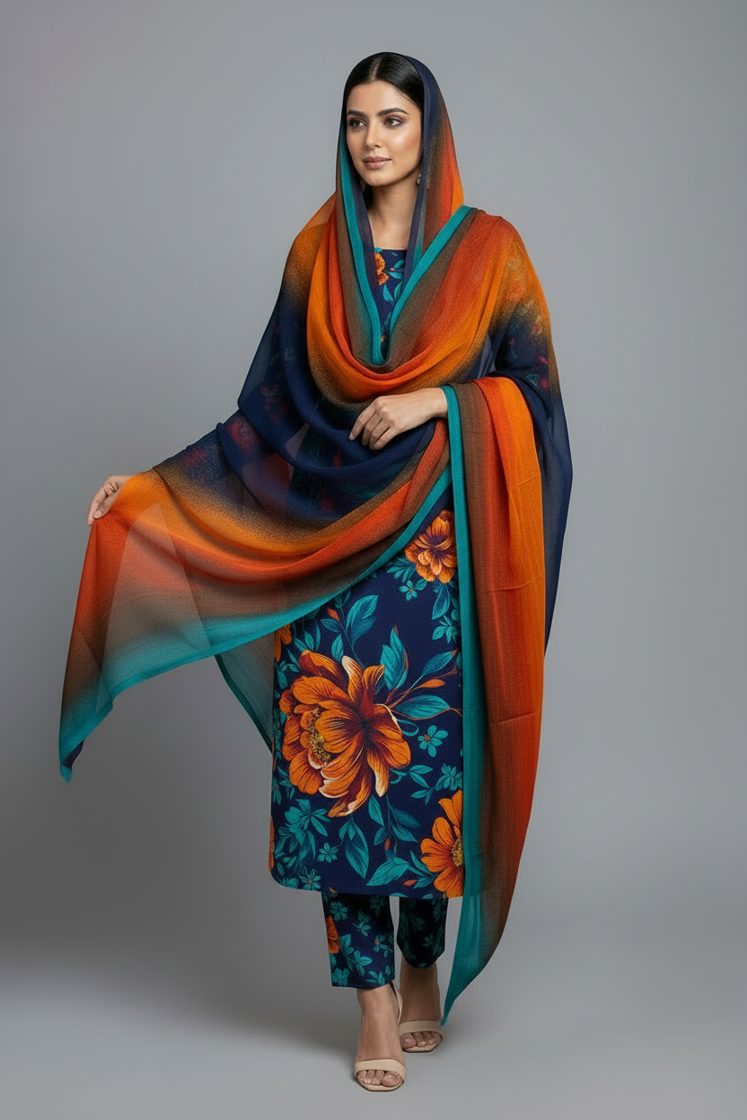 Flaming Breeze Premium Lawn 3PC Unstitched Suit – Summer Collection