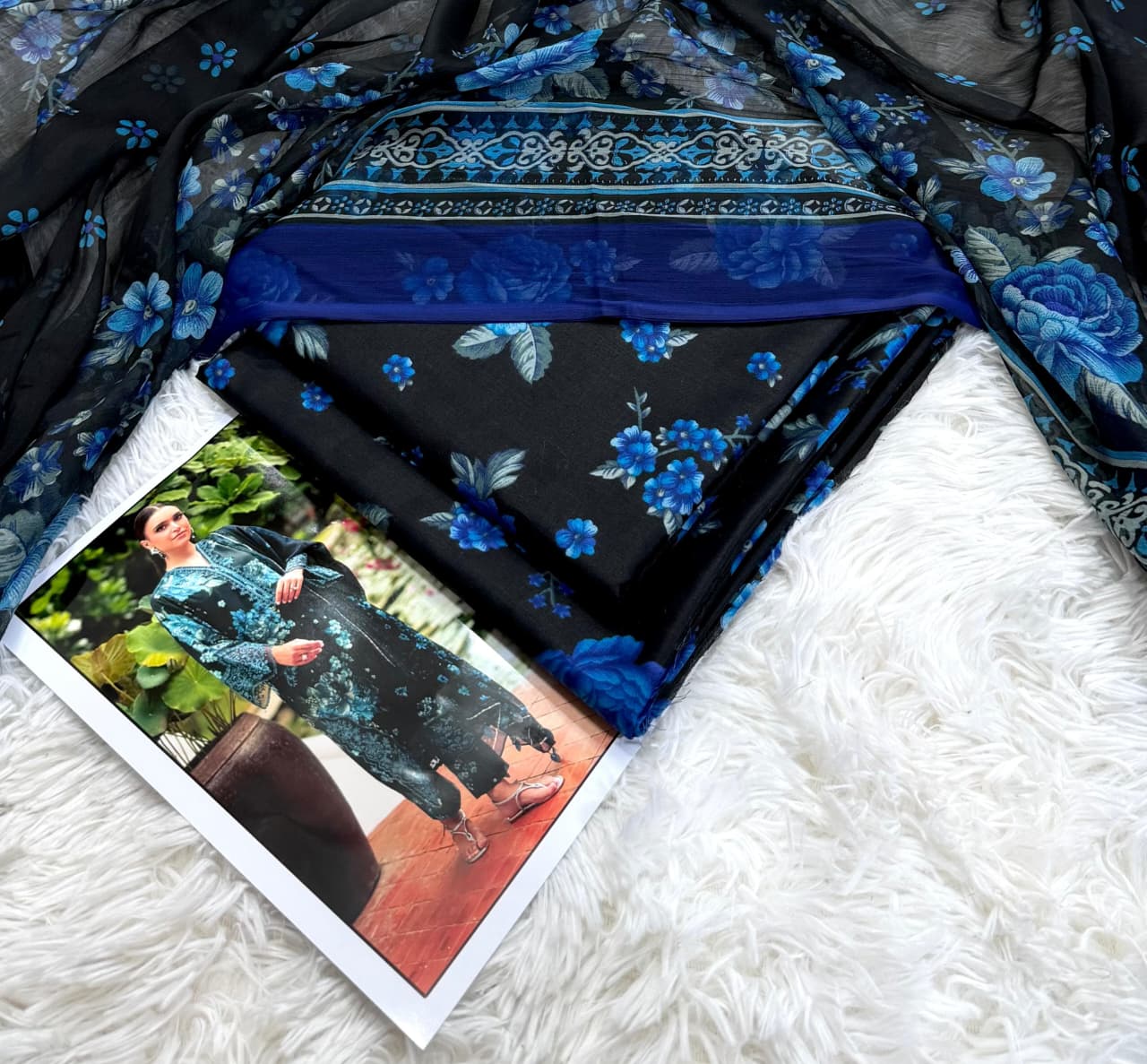 Night Bloom Premium Lawn 3PC Unstitched Suit – Summer Collection