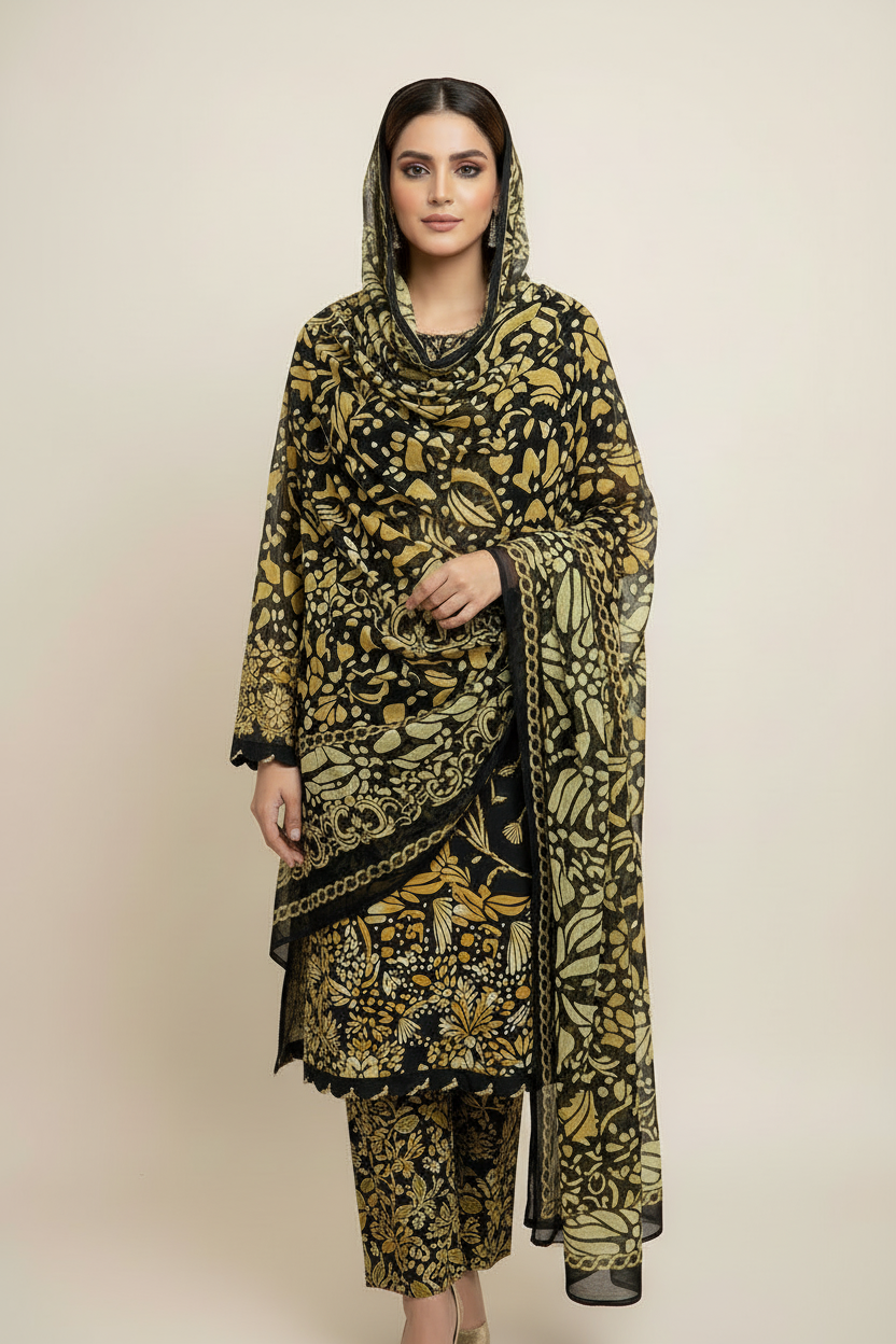 Monarch Premium Lawn 3PC Unstitched Suit – Summer Collection