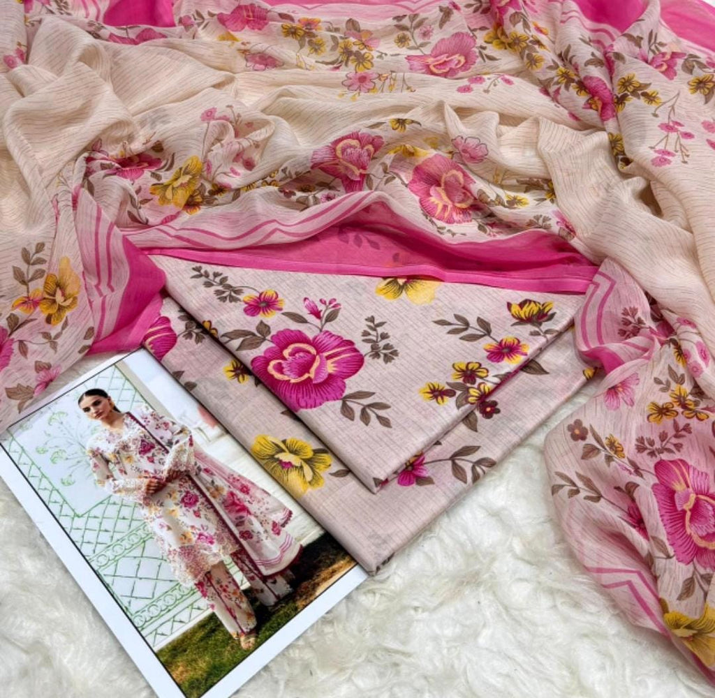 Rose Garden Premium Lawn 3PC Unstitched Suit – Summer Collection