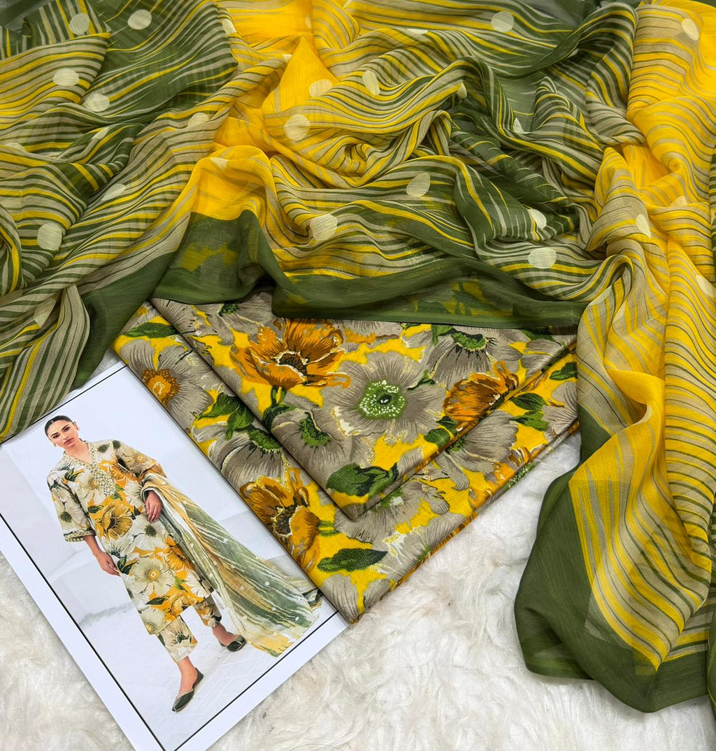 Daisy Premium Lawn 3PC Unstitched Suit – Summer Collection