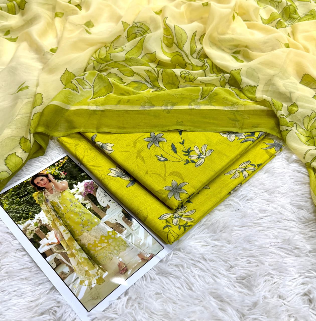 Neon Bloom Premium Lawn 3PC Unstitched Suit – Summer Collection