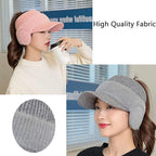 Women's Korean Style Fashion Ear Guard Knit Cap – Thick Warm Windproof Ear Protection Hat