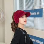 Women's Korean Style Fashion Ear Guard Knit Cap – Thick Warm Windproof Ear Protection Hat