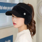 Women's Korean Style Fashion Ear Guard Knit Cap – Thick Warm Windproof Ear Protection Hat