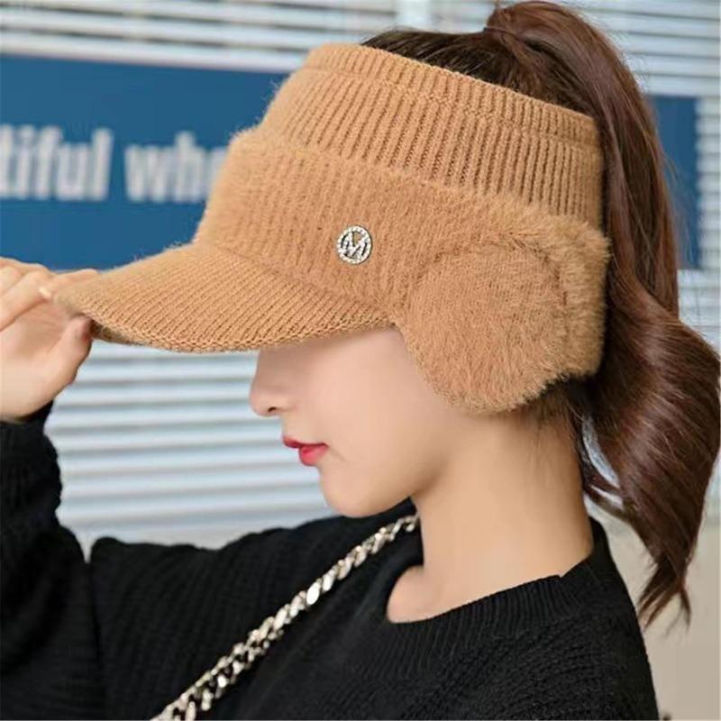 Women's Korean Style Fashion Ear Guard Knit Cap – Thick Warm Windproof Ear Protection Hat