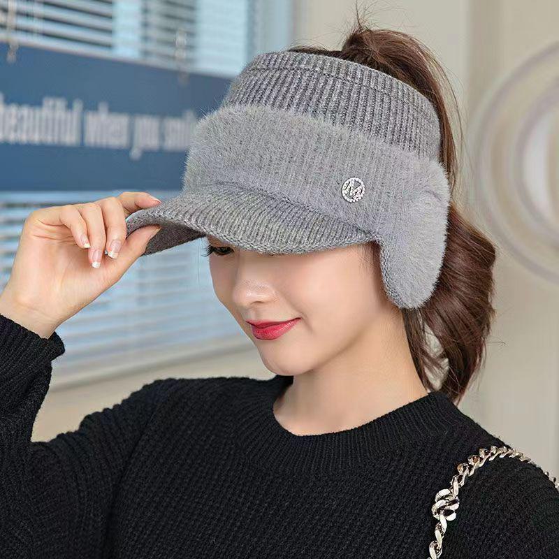 Women's Korean Style Fashion Ear Guard Knit Cap – Thick Warm Windproof Ear Protection Hat