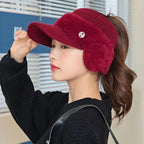Women's Korean Style Fashion Ear Guard Knit Cap – Thick Warm Windproof Ear Protection Hat
