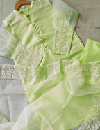 3 Pcs Zarmina Women’s Organza Embroidered Stitched Suit with Border Dupatta