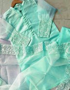 3 Pcs Zarmina Women’s Organza Embroidered Stitched Suit with Border Dupatta