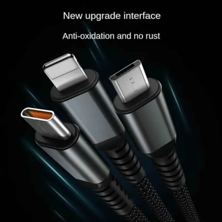 Gamen 3-in-1 100W Fast Charging Cable – USB A to Type-C / Lightning / Micro USB